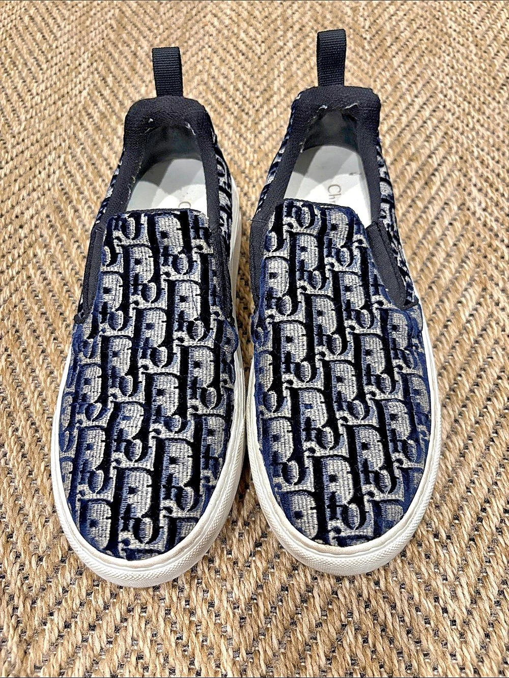 Christian Dior Solar Slip-On Sneaker Blue Velvet Oblique Sneakers Blue Velvet